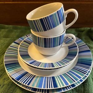 La Vie, Blue, White, Green... Dessert Plate/Teacup/&Saucer Set ( Purchased in Ge